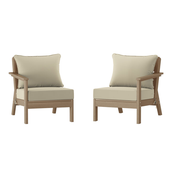 WestinTrends Outdoor Patio HDPE Loveseat Sofa with Patio Cushions