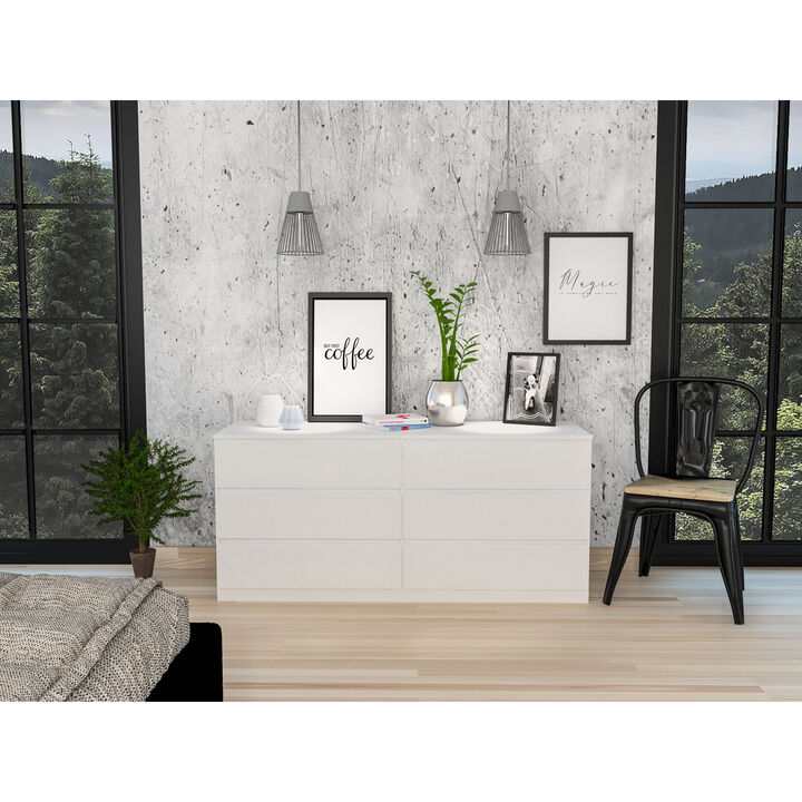 Waterville 6-Drawer Rectangle Dresser White