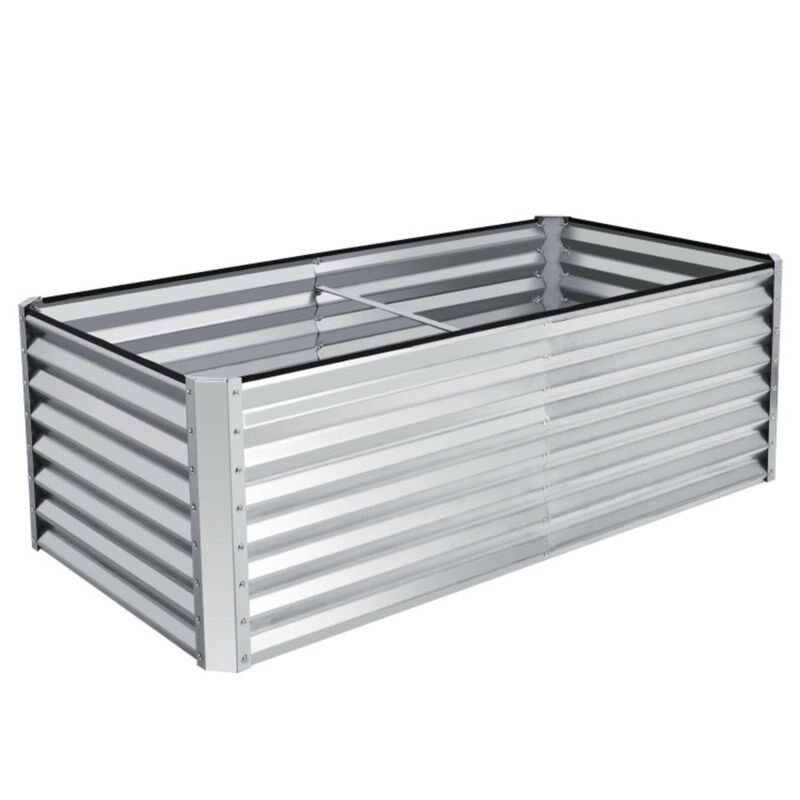 Hivvago 6 x 3 x 2 Feet Rustproof Metal Planter Box with Ground Stakes for Plants