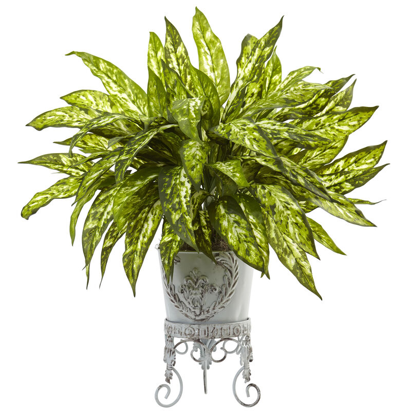 Hivvago Aglaonema with Metal Planter