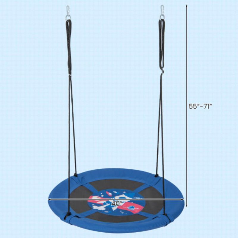 Hivvago 40 Inches Saucer Tree Swing with Adjustable Hanging Ropes and 900D Oxford Fabric