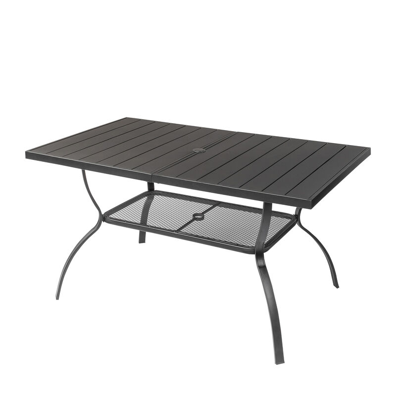 Patio Bar Table with Umbrella Hole Outdoor Counter Height Table for Shade and Entertainment