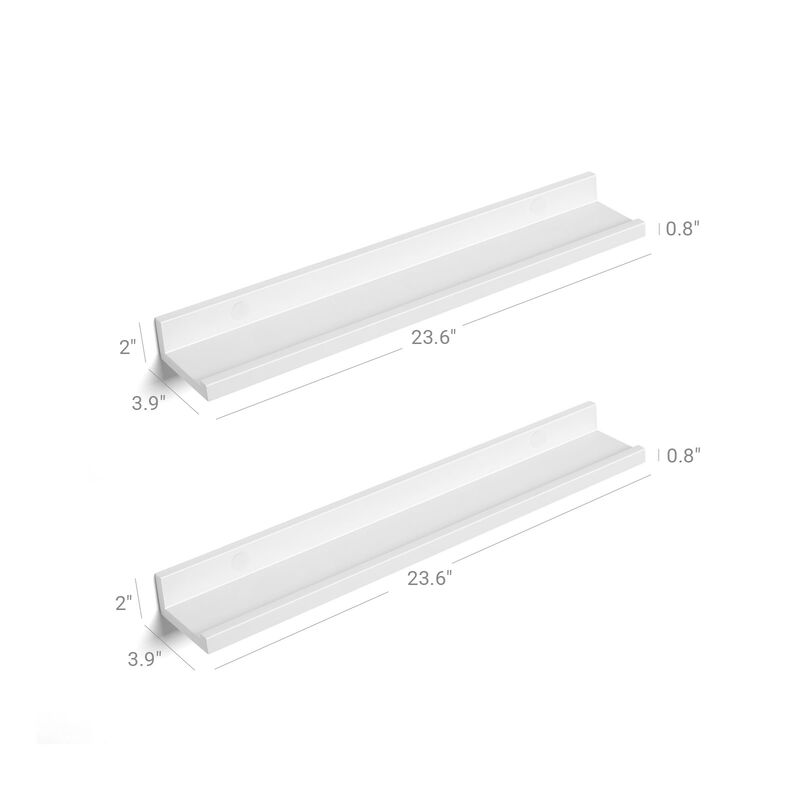 Set of 2 Wall Shelves - 23-Inch Floating Ledges for Picture Shelving