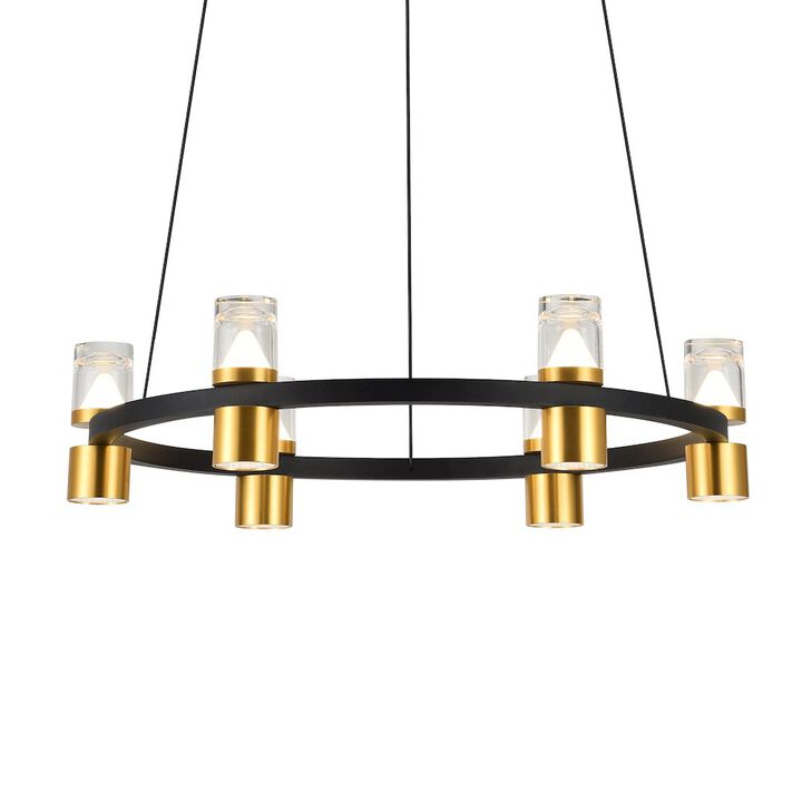 VONN Lighting 6-Light Pendant Lighting Height Adjustable Integrated LED Black Chandelier
