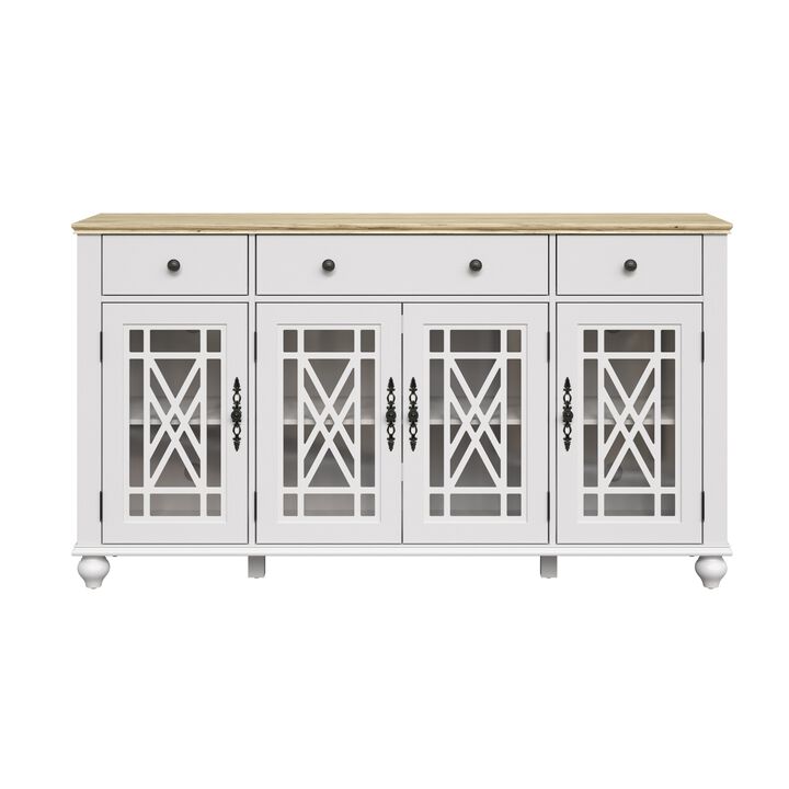 FESTIVO 63" Vintage Style Kitchen Buffet Sideboard Cabinet w/ Drawers