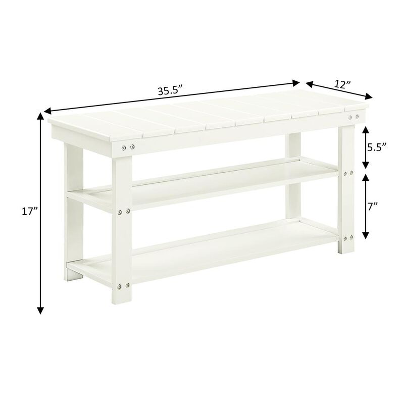 Convenience Concepts Oxford Utility Mudroom Bench with Shelves, White