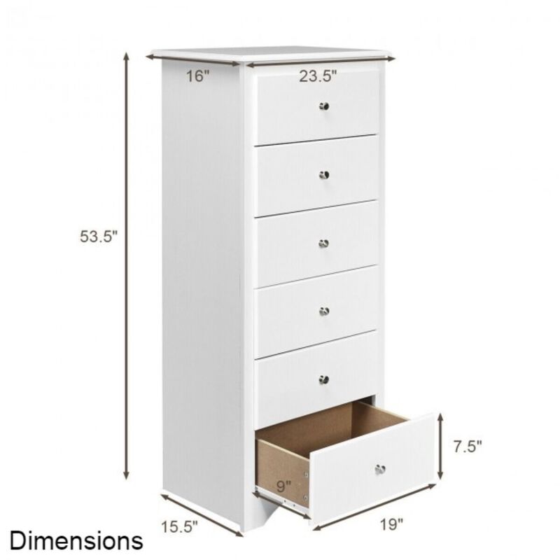 Hivvago Modern White 6 Drawer Tall Wood Dresser Chest