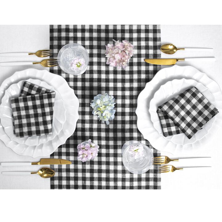 Solino Home 100% Pure Linen Table Runner | Gingham Check
