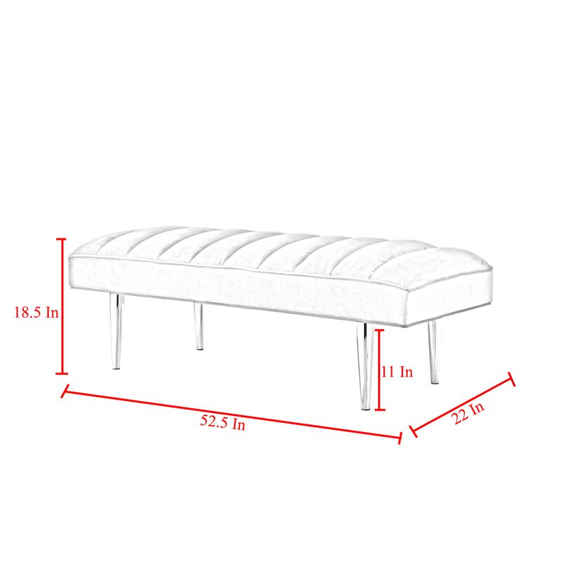 Nicole Miller Brentley Velvet Channel Tufted Bench