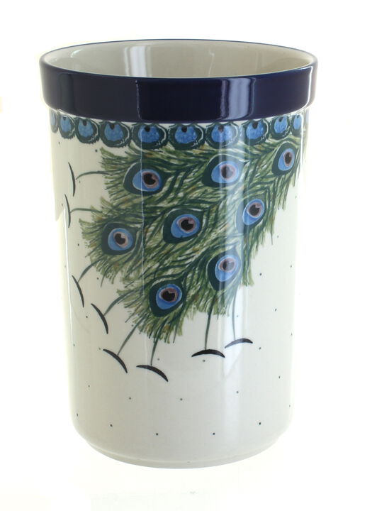 Blue Rose Polish Pottery Bluebird Utensil Jar