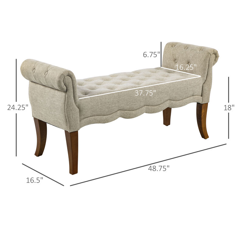Multipurpose Button Tuft Fabric Design Sitting Lounger for Hallway or Bedroom