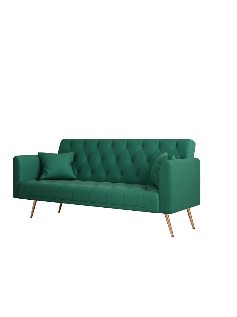 Merax Velvet Fabric Convertible Loveseat Sofa