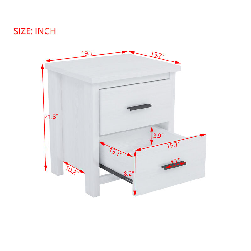 Merax Vintage 2-Drawer White Nightstand for Bedroom