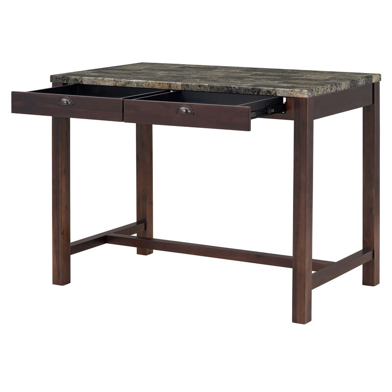 Merax 5-Piece Modern Faux Marble  Bar Table Dining Set