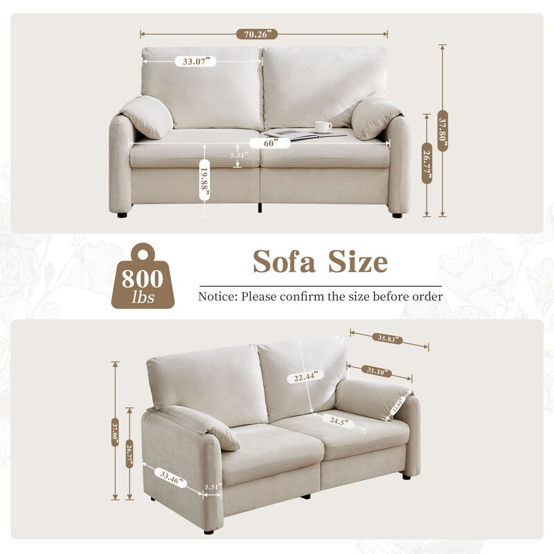 Merax Chenille 2-Seat Sofa for Living Room