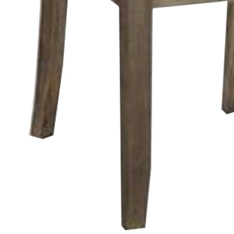 Wood Dining Chair, Double X Backrest, Set of 2, Beige, Brown-Benzara