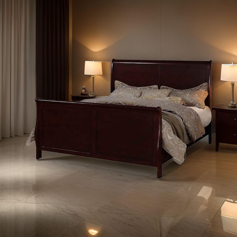 Astonishing Queen Louis Phillippe Bed , Cherry-Benzara