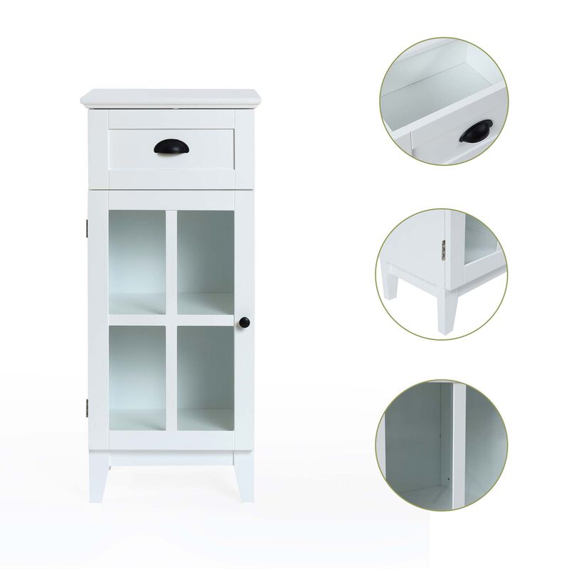 LuxenHome White MDF Wood Slim Bathroom Storage Cabinet and End Table