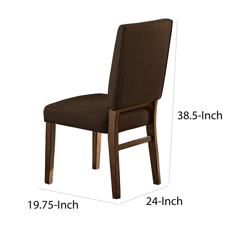 Wood & Fabric Dining Side Chair With Comfortable Padding, Set of 2-Benzara