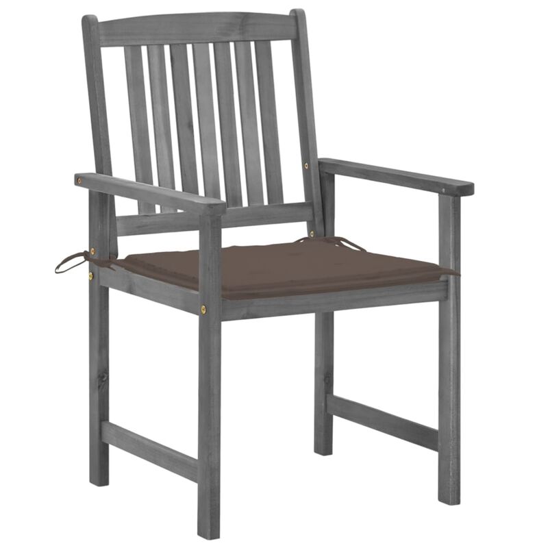 vidaXL Director's Chairs with Cushions 4 pcs Gray Solid Acacia Wood