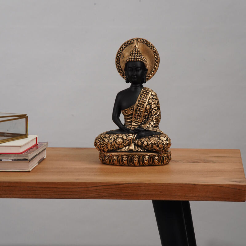 Handmade Eco-Friendly Vintage Resin Black Gold Sculpture 11"x7"x4.5" From BBH Homes