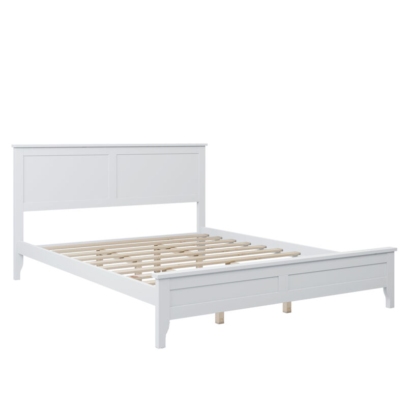Merax Modern White Solid Wood Platform Bed