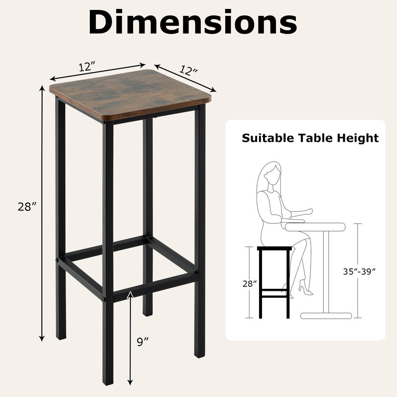 Set of 4 Bar Stools with Metal Legs and Footrest – Stylish and Durable Seating for Any Space