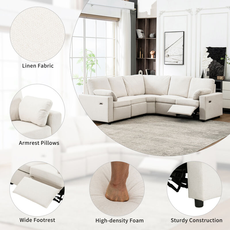 Merax Power Recliner Linen Sectional Sofa