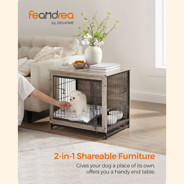 Wooden Dog Crate End Table - Indoor Pet Crate with Removable Tray
