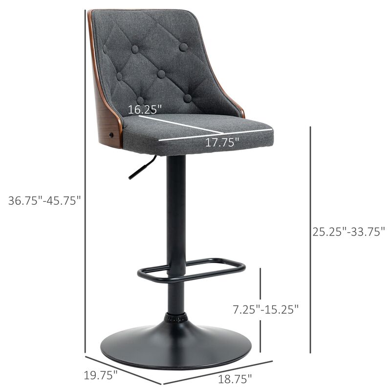 Dark Gray Bar Chairs: Counter Height Adjustable Stools Set