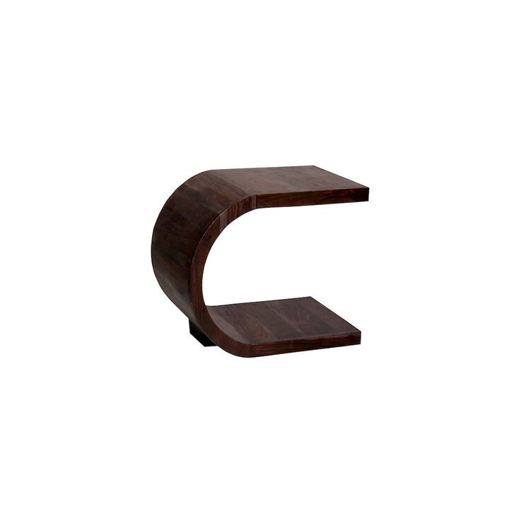 Porter Designs Ellipse Solid Acacia Wood End Table, Brown (Set of 2)