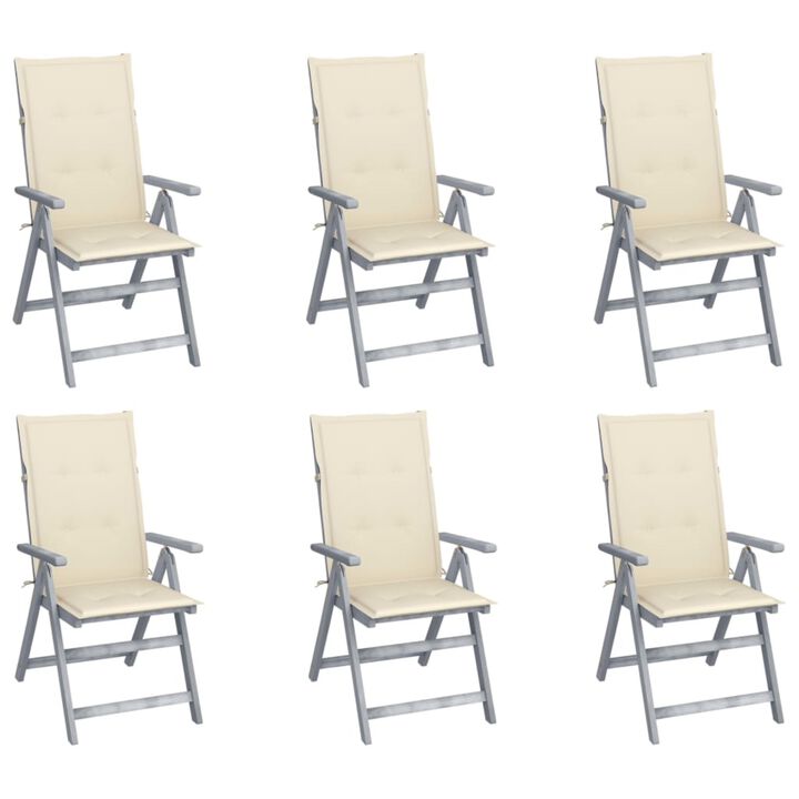 vidaXL Garden Reclining Chairs 6 pcs with Cushions Solid Acacia Wood