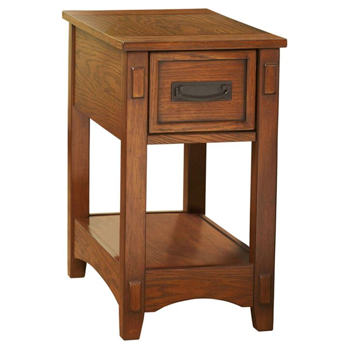 Hivvago Mission Style 1 Drawer End Table Nightstand in Brown Wood Finish