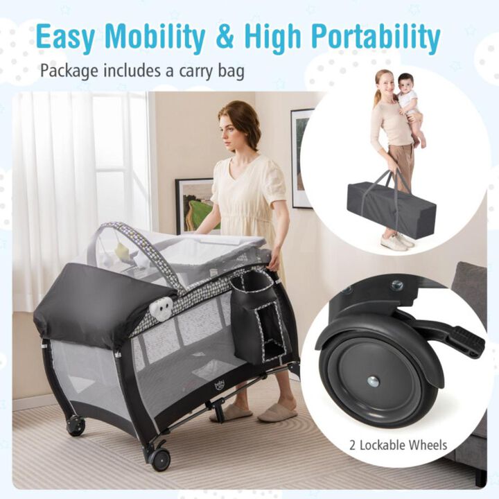 Hivvago Portable Baby Nursery Center 4-in-1 Portable Travel Crib