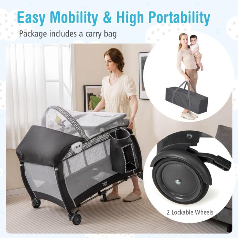 Hivvago Portable Baby Nursery Center 4-in-1 Portable Travel Crib