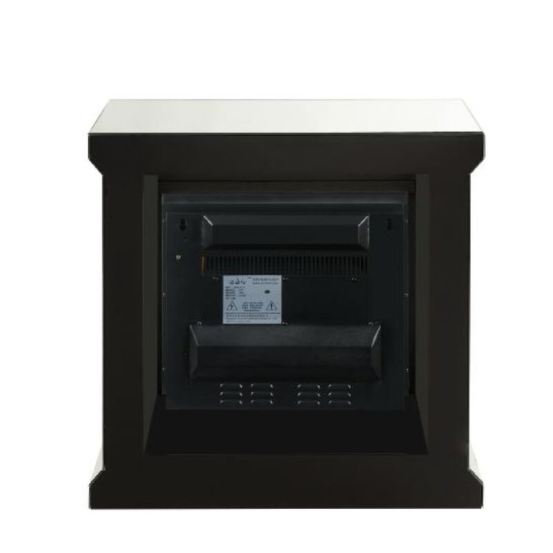 LED Electric Fireplace with Faux Diamond Inlays, Silver - Benzara