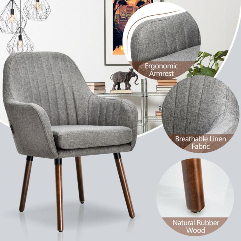 Hivvago Set of 2 Fabric Upholstered Accent Chairs with Wooden Legs