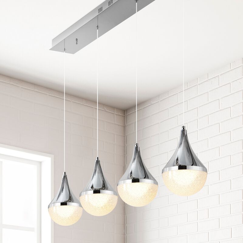 Elyse Teardrop Modern Mid Century Iron/Acrylic Integrated Linear LED Pendant