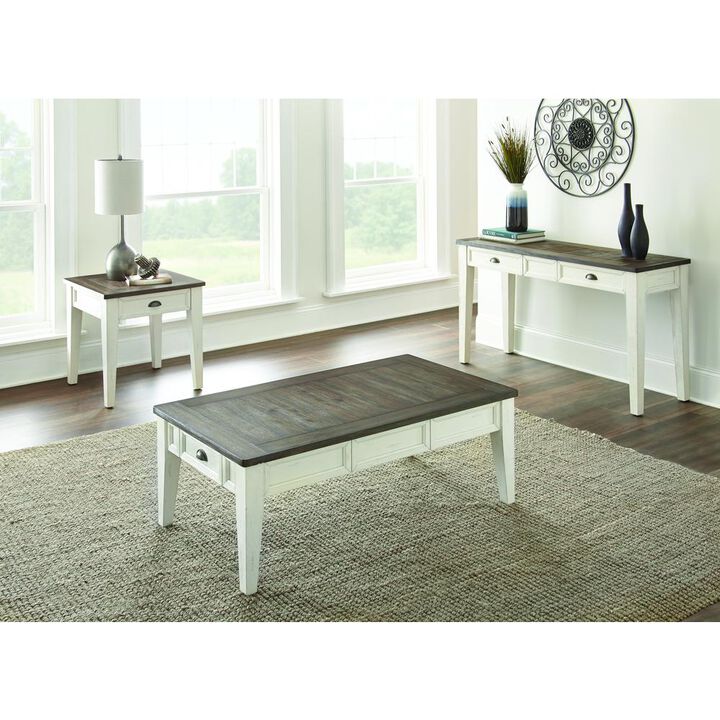 Cayla Sofa Table Dark Oak/White