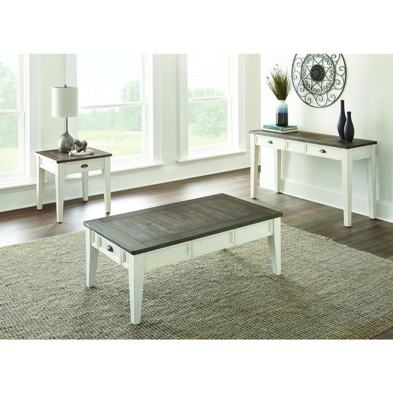Cayla Sofa Table Dark Oak/White