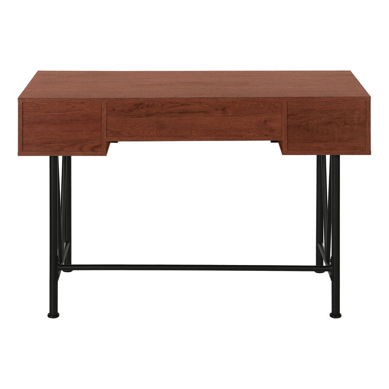 Monarch Specialties I 7671 Computer Desk, Home Office, Laptop, Storage Drawers, 48"L, Work, Metal, Laminate, Brown, Black, Transitional