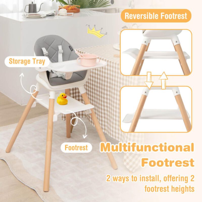 Hivvago 6-in-1 Baby High Chair with Removable Dishwasher and Safe Tray