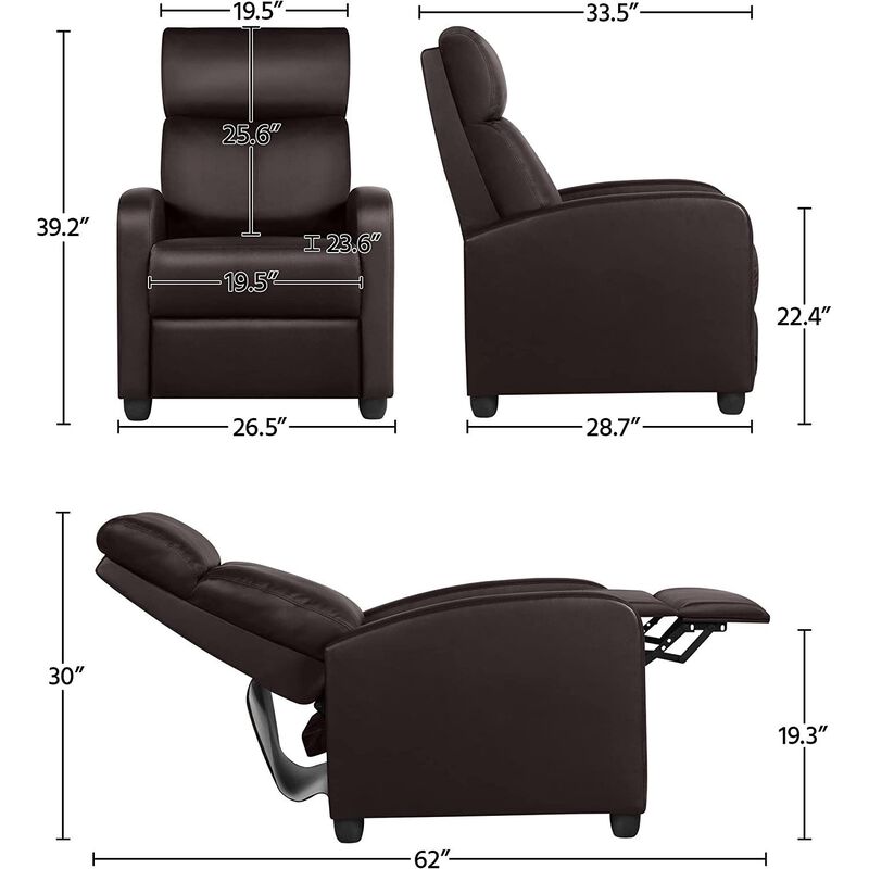 High Density Faux Leather Push Back Recliner Chair