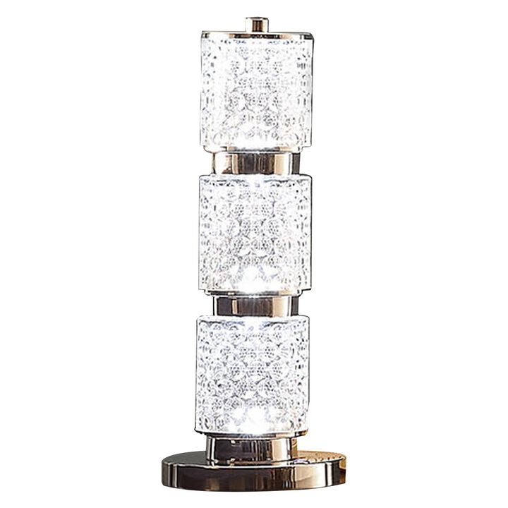 Siri 19 Inch Table Lamp with LED Glass Shade, Metal Base, Nickel Finish-Benzara
