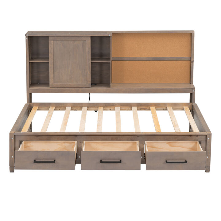 Merax Daybed Bed with USB Ports and 3 Drawers