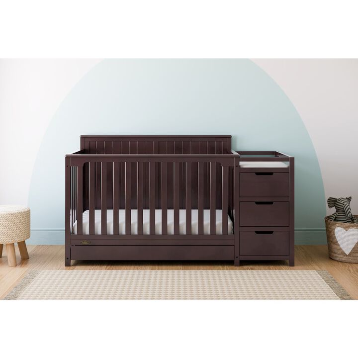 Graco Hadley 5-in-1 Convertible Crib and Changer with Drawer (Espresso)