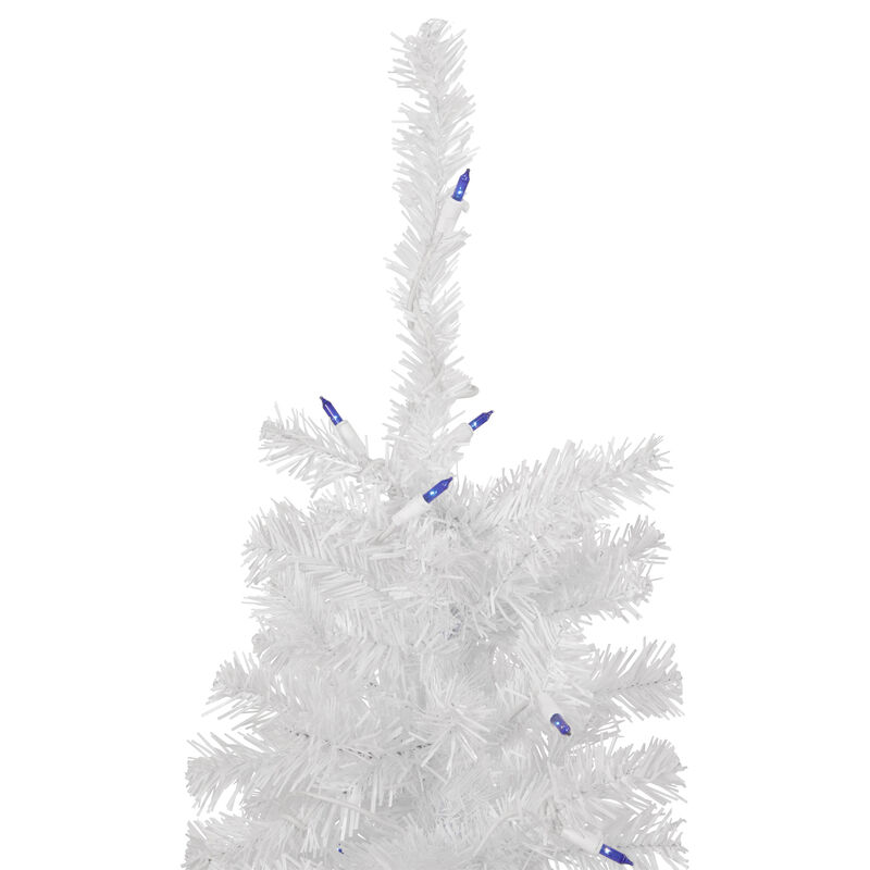 3' Pre-Lit Woodbury White Pine Slim Artificial Christmas Tree  Blue Lights