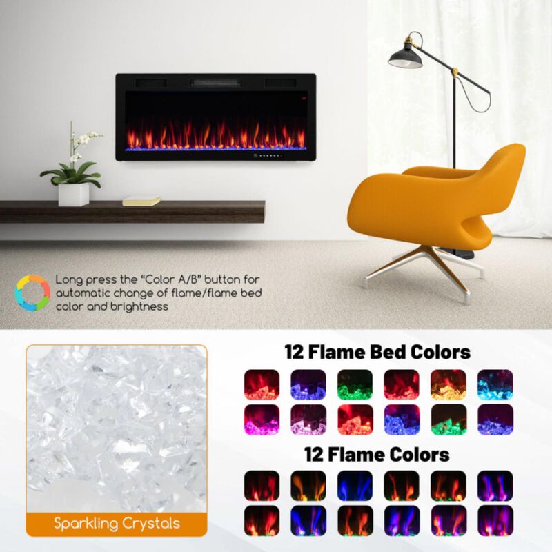 Hivvago Electric Fireplace 40/50/60 Inches Recessed and Wall Mounted