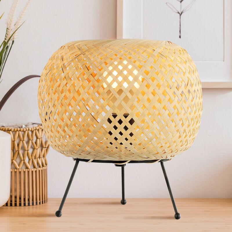 Palma Bohemian Rustic Iron/Rattan LED Mini Table Lamp with Smart Bulb