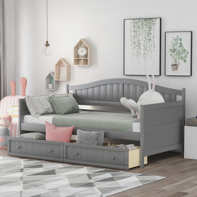 Merax Wooden Daybed with Trundle Bed